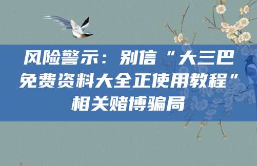 风险警示：别信“大三巴免费资料大全正使用教程”相关赌博骗局