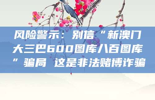 风险警示：别信“新澳门大三巴600图库八百图库”骗局 这是非法赌博诈骗