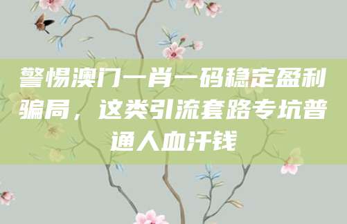 警惕澳门一肖一码稳定盈利骗局，这类引流套路专坑普通人血汗钱