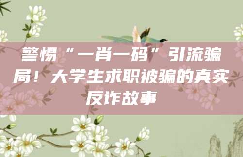 警惕“一肖一码”引流骗局！大学生求职被骗的真实反诈故事