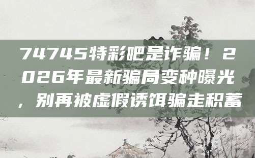 74745特彩吧是诈骗！2026年最新骗局变种曝光，别再被虚假诱饵骗走积蓄